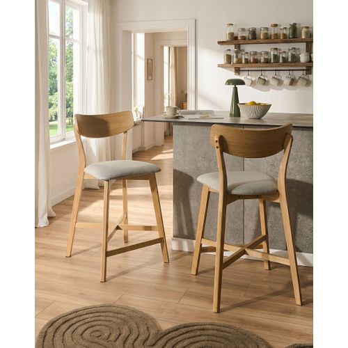 Lot De 2 Chaises De Bar Hope Bois Marron Clair/gris
