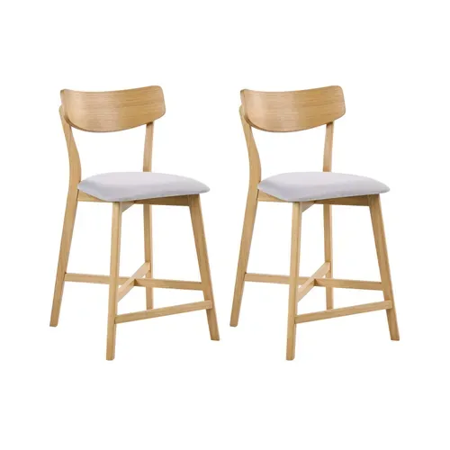 Lot De 2 Chaises De Bar Hope Bois Marron Clair/gris