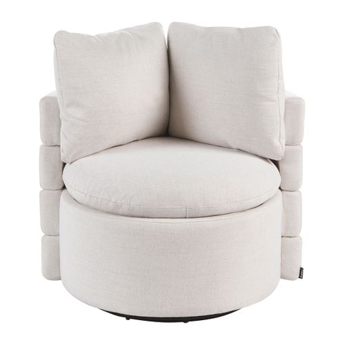 Fauteuil Pivotant Randers Avec Rangement Tissu Blanc Cassé