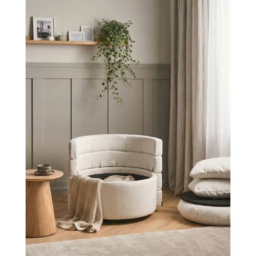 Fauteuil Pivotant Randers Avec Rangement Tissu Blanc Cassé