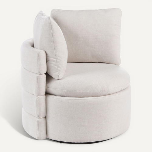 Fauteuil Pivotant Randers Avec Rangement Tissu Blanc Cassé
