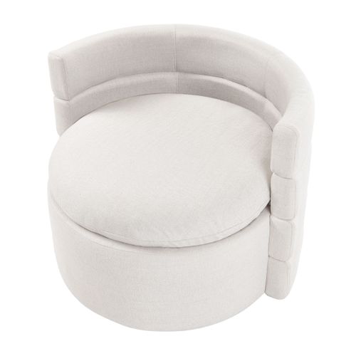 Fauteuil Pivotant Randers Avec Rangement Tissu Blanc Cassé