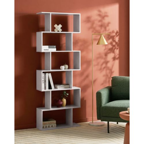 Bibliothèque 6 étagères Valdosa 190 Cm Blanc Cassé
