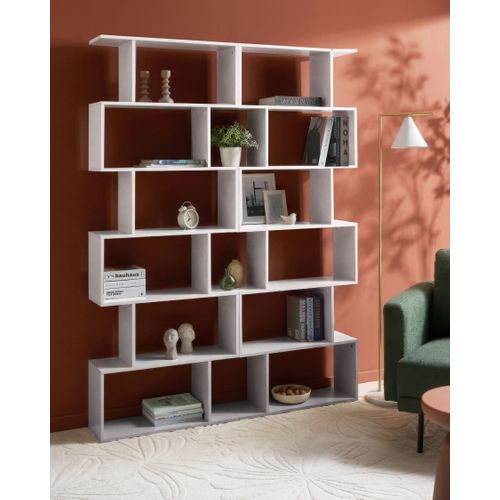 Bibliothèque 6 étagères Valdosa 190 Cm Blanc Cassé