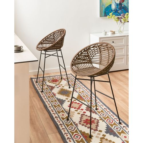Lot De 2 Chaises De Bar Windom Rotin Marron