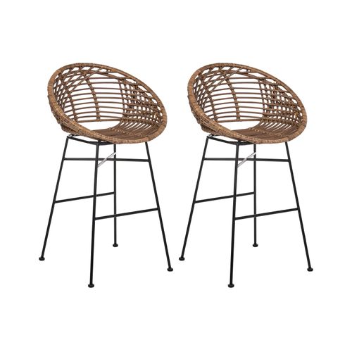 Lot De 2 Chaises De Bar Windom Rotin Marron