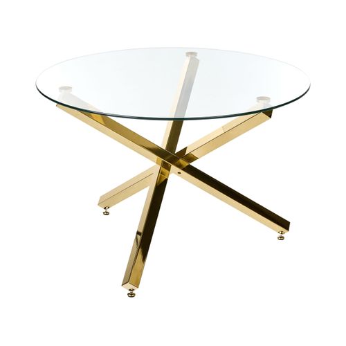 Table De Repas Butler Doré 110 Cm 110 Cm Verre De Sécurité