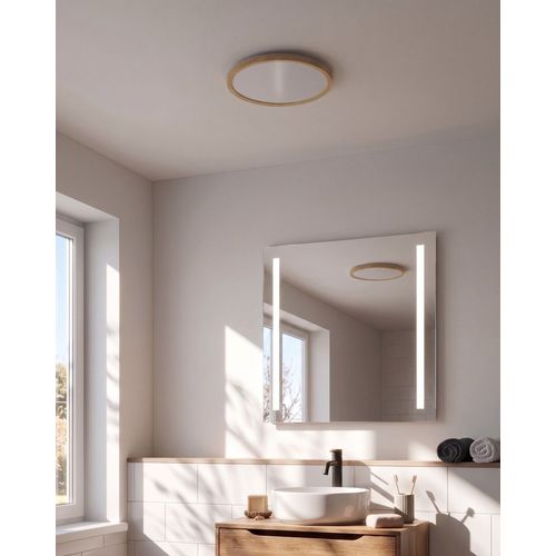 Plafonnier À LED Velora Avec Télécommande Avec Variateur Marron Clair