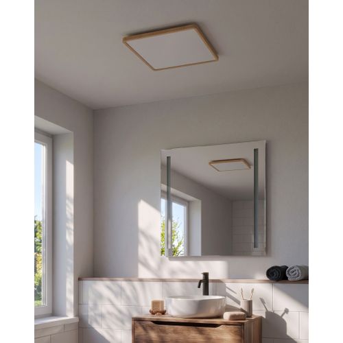 Plafonnier À LED Tivora Avec Télécommande Avec Variateur Marron Clair