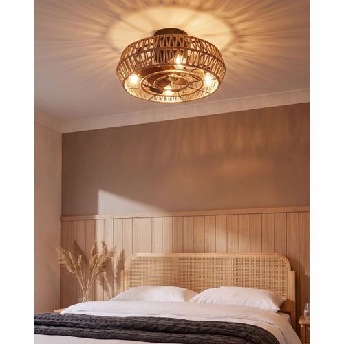 Ventilateur De Plafond Avec Lampe Apopka Avec Télécommande Naturel