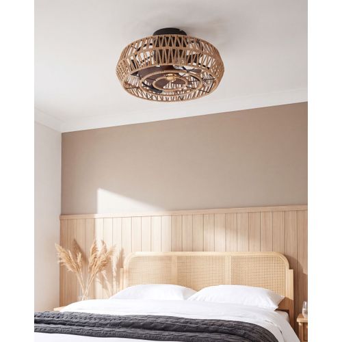 Ventilateur De Plafond Avec Lampe Apopka Avec Télécommande Naturel