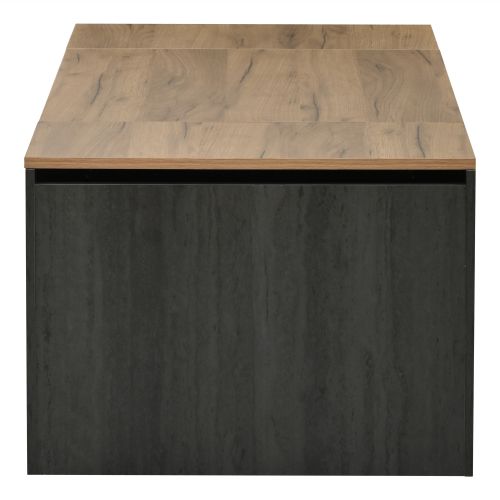 Table Basse relevable 109,5 X 59,7 X 57,4 Cm coffre ouvrant De Rangement, MDF, Gris et bois