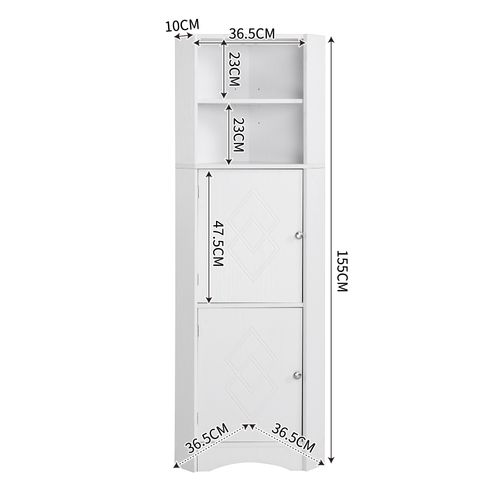 Colonne De Salle De Bain 36,5 X 36,5 X 155 Cm Avec 2 Portes, Plateau Réglable, Rangement, Blanche