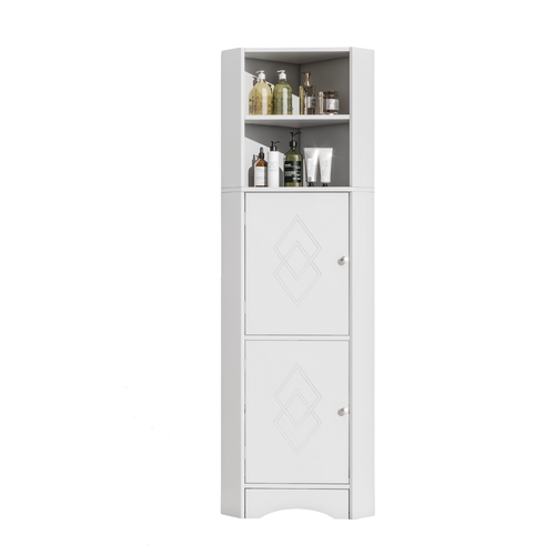 Colonne De Salle De Bain 36,5 X 36,5 X 155 Cm Avec 2 Portes, Plateau Réglable, Rangement, Blanche