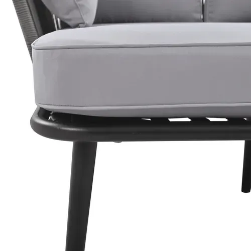 Canapé De Jardin 120x130x67 Cm, Mobilier De Terrasse Avec 2 Coussins Et 2 Oreillers, Tissu, Gris