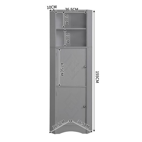 Colonne De Salle De Bain 36,5x36,5x155 Cm Avec 2 Portes, Plateau Réglable, Rangement, Gris Clair