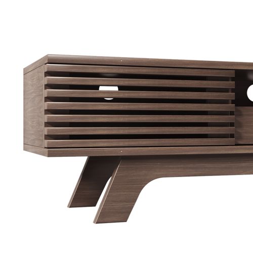 Meuble TV 150x35x44 Cm Avec 1 Tiroir, 2 Portes, Rangements Ouverts, Couleur Marron