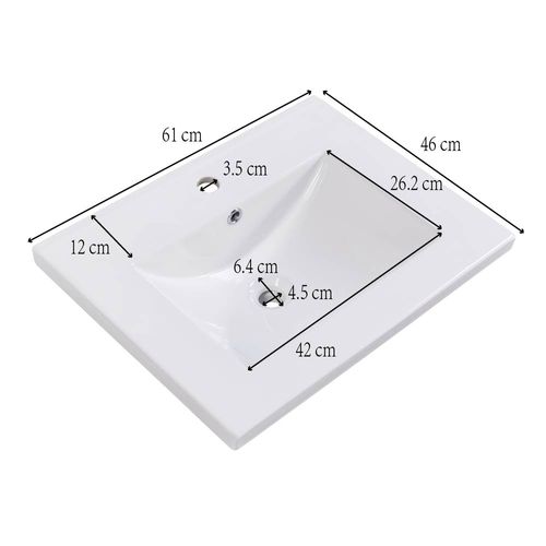 Meuble Lavabo Et Vasque 61x47x87 Cm Avec Étagère,1 Porte, Montage Simple, En Mdf, Gris Clair