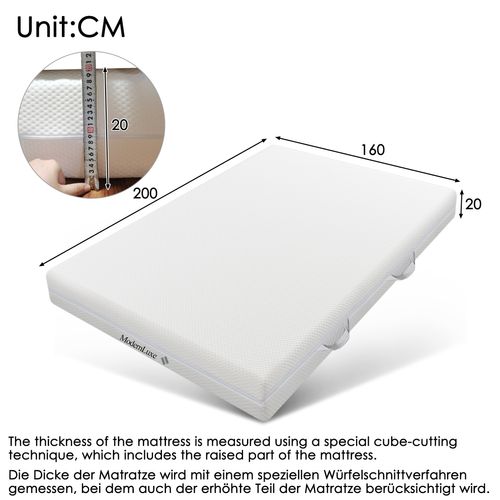 Matelas Mousse Froide 160x200 Cm LUNEVIA - 7 Zones épaisseur 20cm Fermeté H2/h3