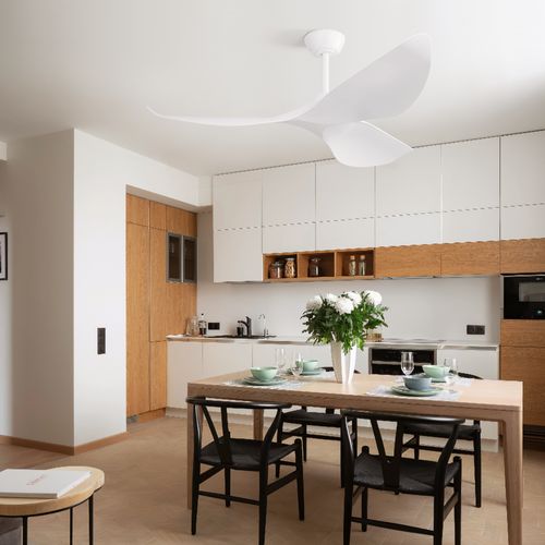 Ventilateur De Plafond De 38 Pouces Sans Lumière Avec 3 Pales Et Télécommande, Abs, Blanc