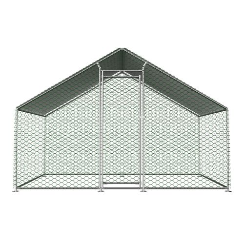 Enclos Pour Animaux 303x200x200 Cm Avec Toit Pe Imperméable, Porte Verrouillable, En Métal, Argent