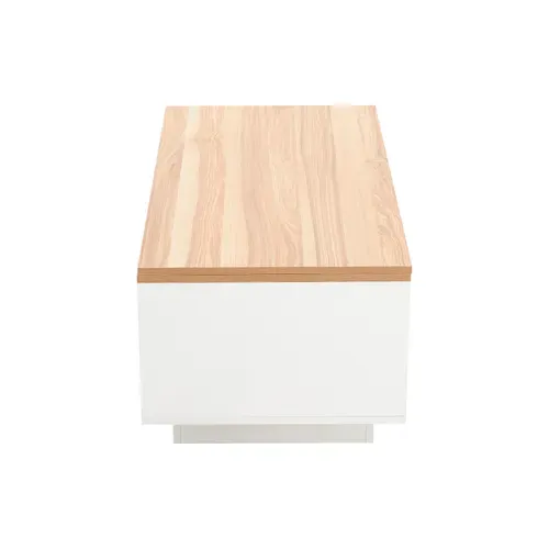 Table Basse Double Plateau Relevable Rangement Caché Panneaux De Particules Blanc
