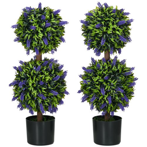 Lot De 2 Lavandes Artificielles 70 Cm En Pot, Plante Décorative Avec Protection Uv, Plastique, Vert