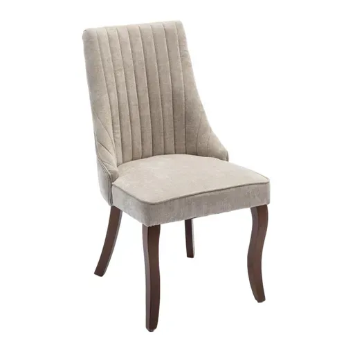 Lot De 2 Chaises De Salle à Manger En Chenille 50 X 64 X 95,5 Cm, Pieds En Bois Massif, Beige