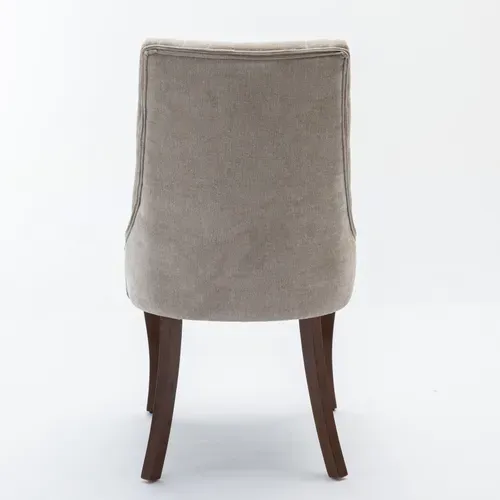 Lot De 2 Chaises De Salle à Manger En Chenille 50 X 64 X 95,5 Cm, Pieds En Bois Massif, Beige