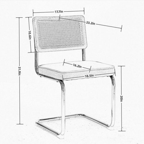 Lot De 2 Chaises De Salle à Manger Cantilever 59x45x81 Cm, Dossier Cannage, Velours, Beige
