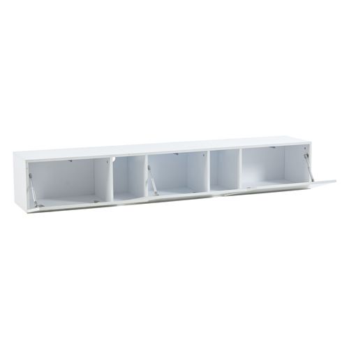 Meuble TV 180 X 35 X 30 Cm Avec Éclairage LED, 3 Portes, En Panneau De Particules, Blanc