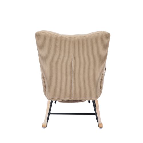 Fauteuil à Bascule 65x102x92 Cm Avec Repose-pieds, Dossier Haut, Assise Rembourrée, Tissu, Marron