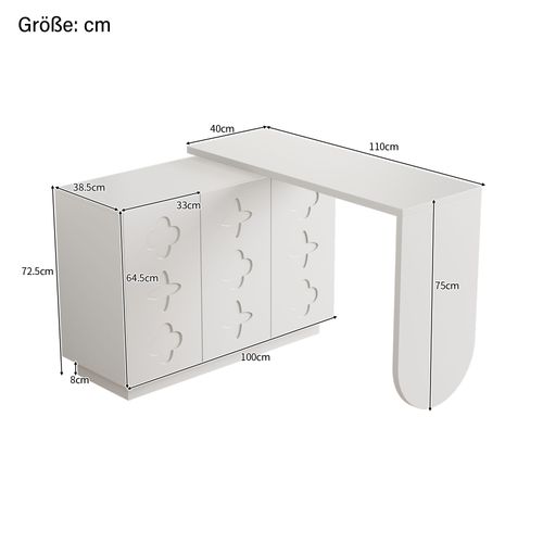 Bureau D'angle Extensible En L Avec 3 Portes, Table De Bureau, Mdf, Blanc