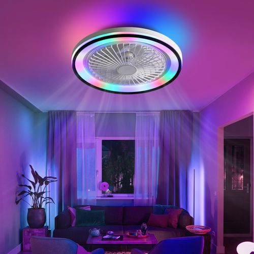 Ventilateur De Plafond 19 Pouces Avec Lumière, Télécommande, 6 Vitesses, Moteur Dc, En Abs, Blanc