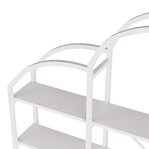 étagère Design 5 Niveaux 170x26x190cm, Décoration Nuage, Tubes En Acier Et Mdf, Blanc