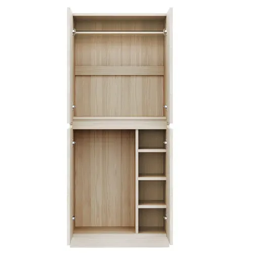 Armoire 70 X 40 X 170 Cm, 4 Portes, 3 Étagères, 1 Tringle, Coloris Bois Clair