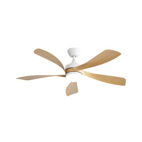 Ventilateur De Plafond De 52 Pouces Avec LED, 5 Pales Et Télécommande, Abs, Couleur Bois Et Blanc