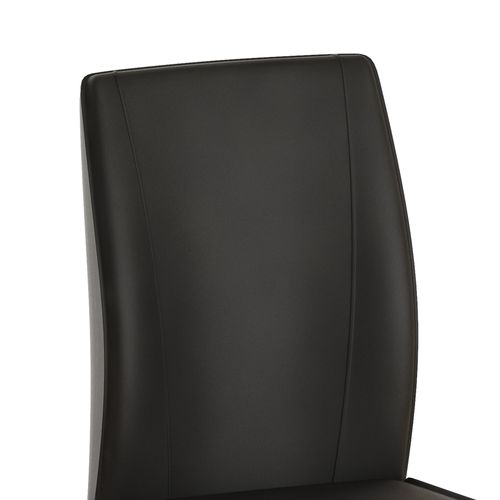 Lot De 2 Chaises De Salle à Manger, Dossier Ergonomique, En Simili Cuir Noir, Pieds Métal Noir