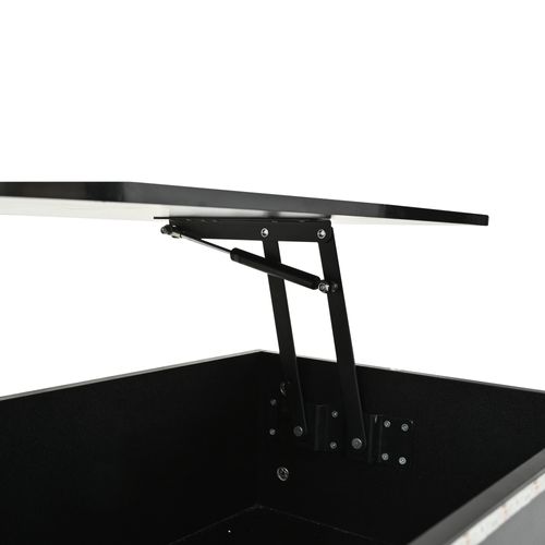 Table Basse Relevable 100x50x40 Cm Avec 4 Tiroirs, LED, Rangement Caché, En Mdf, Noire
