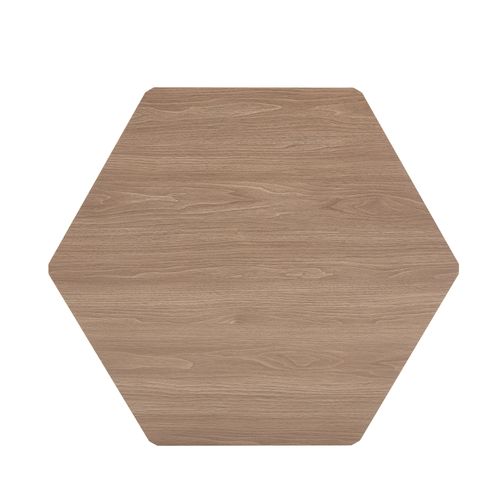 Table Basse Hexagonale 79x69,4x40 Cm Avec Rangement, En Mdf, Fini Bois De Noyer