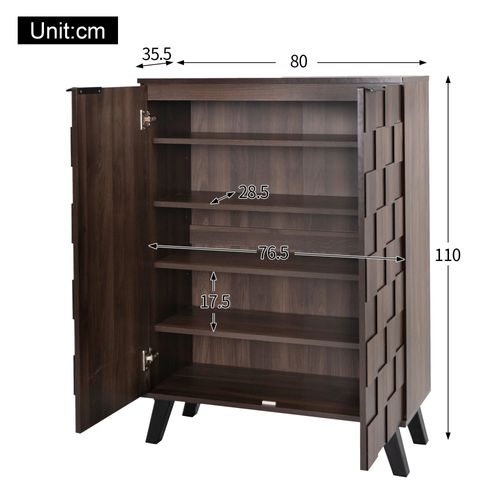 Meuble à Chaussures Moderne 80 X 35.5 X 110Cm, 5 Compartiments, Étagères Réglables, Marron