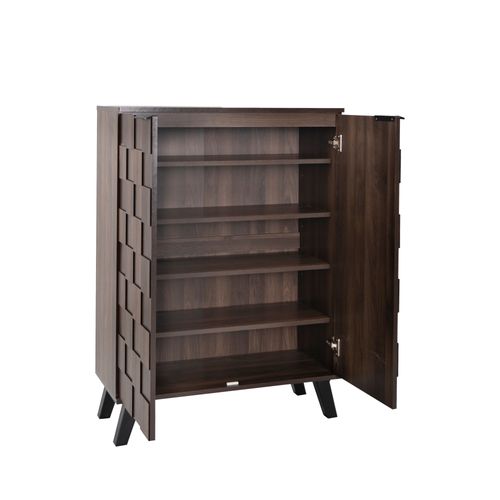 Meuble à Chaussures Moderne 80 X 35.5 X 110Cm, 5 Compartiments, Étagères Réglables, Marron