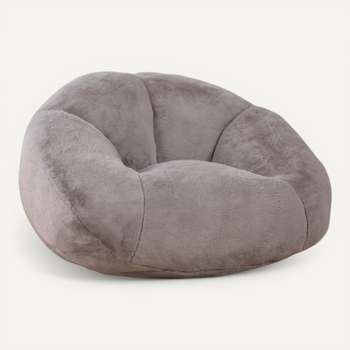 Fauteuil Poire Sans Montage, Rempli De Mousse, Idéal Pour Le Salon, Velours, Gris Clair
