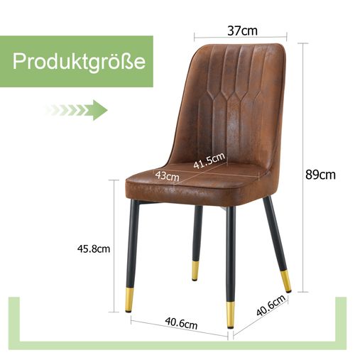 Lot De 2 Chaises De Salle à Manger En Tissu Technique Marron, Piètement Métallique Noir