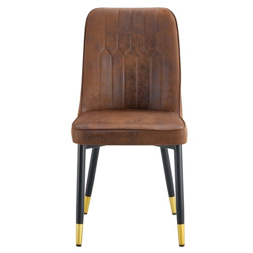 Lot De 2 Chaises De Salle à Manger En Tissu Technique Marron, Piètement Métallique Noir