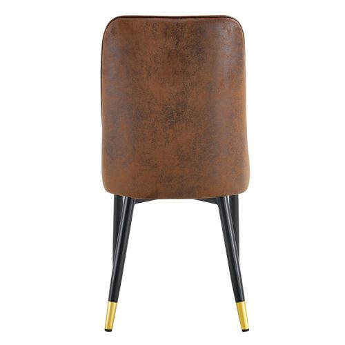 Lot De 2 Chaises De Salle à Manger En Tissu Technique Marron, Piètement Métallique Noir