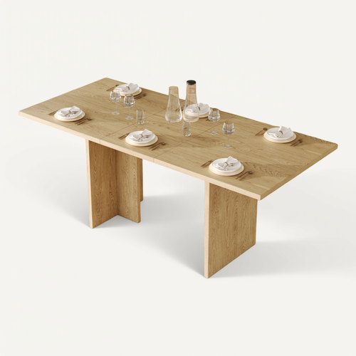 Table à Manger Extensible 140/180x80 Cm Avec Plateau Épais, Rangement Caché, En Mdf, Couleur Chêne