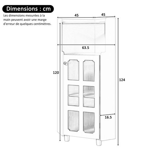 Caisson D'angle 63,5x124 Cm Armoire D'angle Avec LED, Étagère Ouverte, 1 Porte, En Mdf, Vert