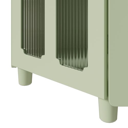 Caisson D'angle 63,5x124 Cm Armoire D'angle Avec LED, Étagère Ouverte, 1 Porte, En Mdf, Vert