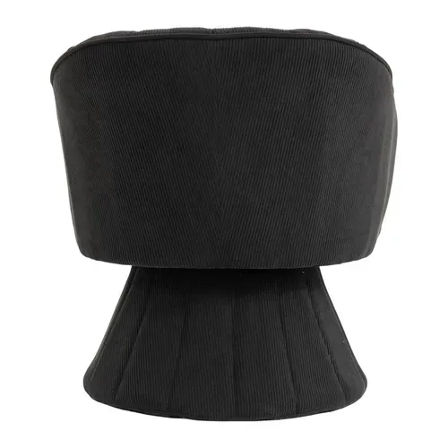 Fauteuil Pivotant 360° Moderne Avec Dossier Ergonomique Et Accoudoirs, En Velours Côtelé, Noir
